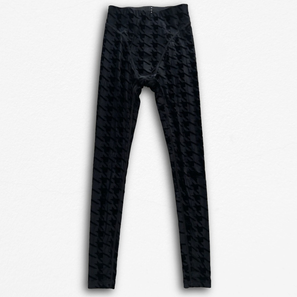 Savage X Fenty Sport Black Houndstooth Flocked Velvet Leggings Women's Small S